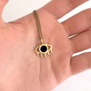 Brass / Onyx Evil Eye Necklace